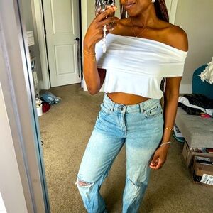 ASOS off the shoulder white crop top